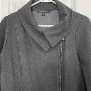 Banana Republic S Charcoal Asymmetrical Moto Knit Zip Jacket. Full zip front